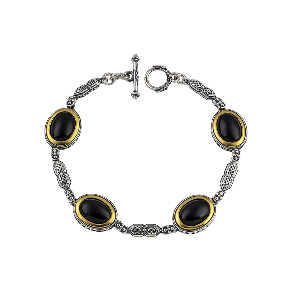 Ασημένιο Βραχιόλι με Μαύρο Όνυχα