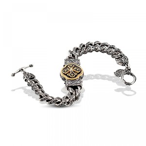 Ασημένιο Βραχιόλι με Μπρούτζινο Έμβλημα από τον Dimitrios Exclusive