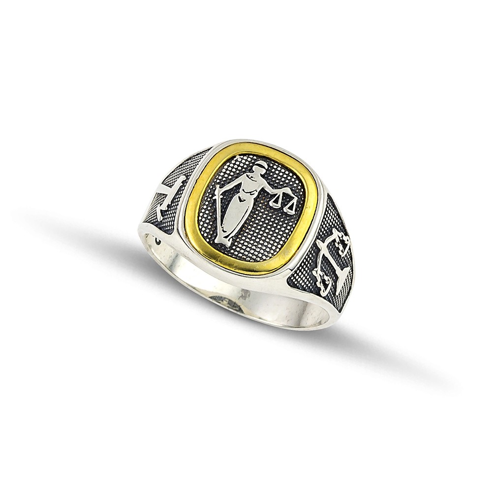 Ασημένιο Δαχτυλίδι με Σύμβολο Δικαιοσύνης