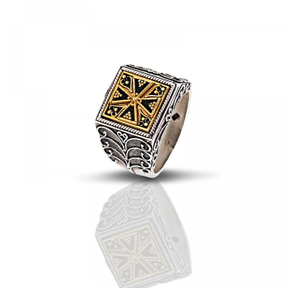 Ασημένιο Δαχτυλίδι με Μπρούτζινο Έμβλημα από τον Dimitrios Exclusive