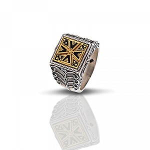 Ασημένιο Δαχτυλίδι με Μπρούτζινο Έμβλημα από τον Dimitrios Exclusive