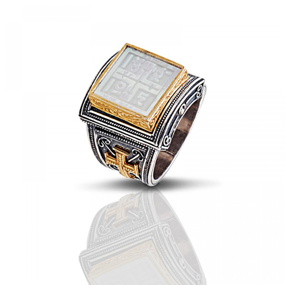 Ασημένιο Δαχτυλίδι με Επιχρυσωμένους Σταυρούς από τον Dimitrios Exclusive