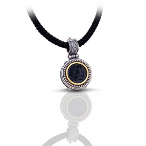 Ασημένιο Στρογγυλό Μενταγιόν με Κεντρικό Μπρούντζινο Μετάλλιο