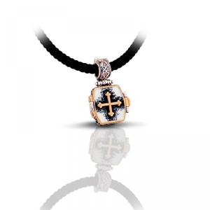 Ασημένιο Εμαγιέ Μενταγιόν με Εγχάρακτο Άγιο Σπυρίδωνα