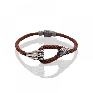 Ανδρικό Ασημένιο Βραχιόλι με Πλεκτό Λαστιχένιο Λουρί από τον Dimitrios Exclusive