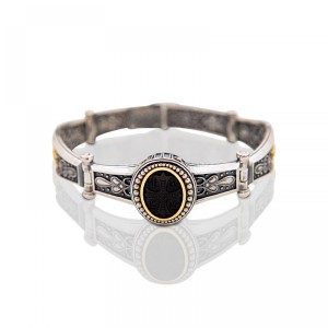 Ασημένιο Βραχιόλι με Κεντρικό Μπρούντζινο Έμβλημα