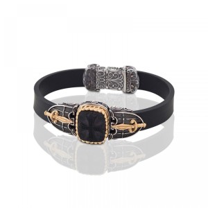 Ασημένιο Βραχιόλι με Ορειχάλκινο Έμβλημα και Επιχρυσωμένες Λεπτομέρειες από τον Dimitrios Exclusive