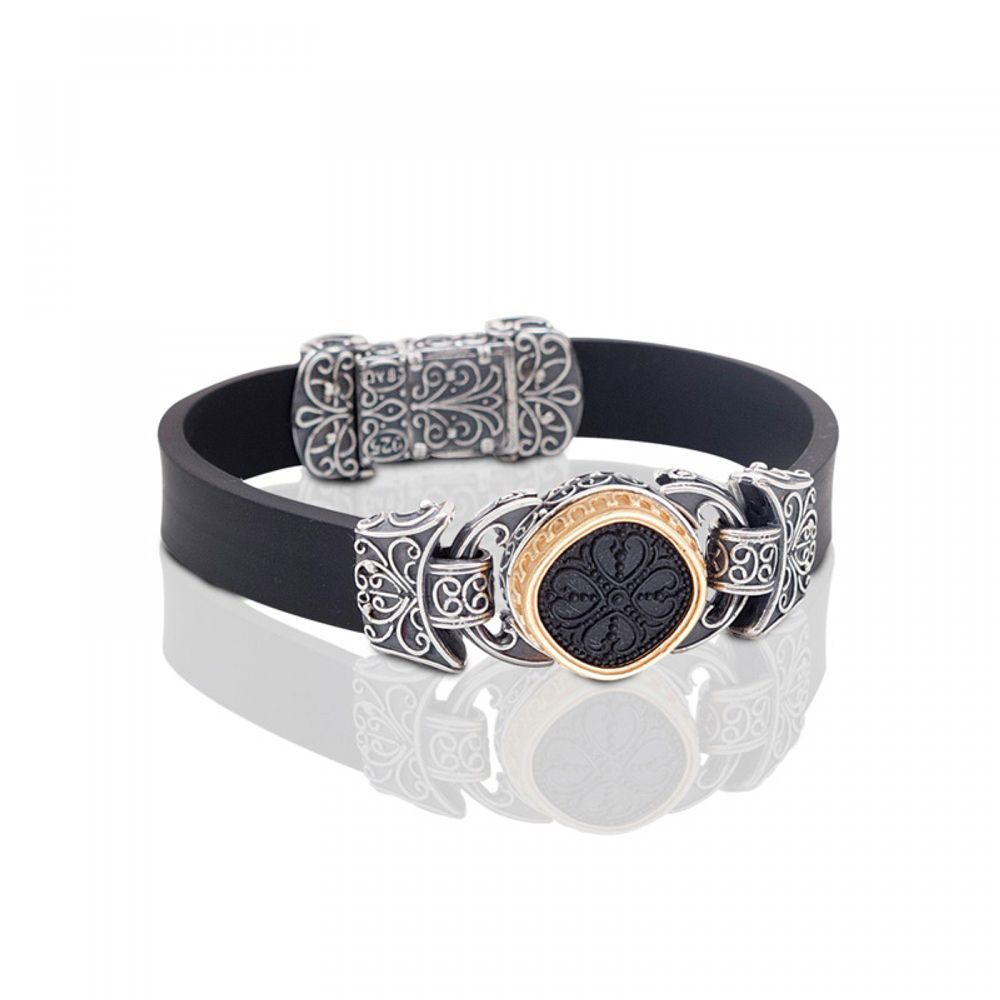 Ασημένιο Βραχιόλι με Ορειχάλκινο Έμβλημα και Επιχρυσωμένο Πλαίσιο από τον Dimitrios Exclusive