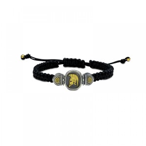 Ασημένιο Πλεκτό Βραχιόλι με Επιχρυσωμένο Σπαρτιάτη