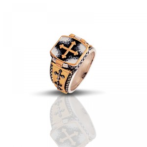 Ασημένιο Εμαγιέ Δαχτυλίδι με Εγχάρακτο Άγιο Σπυρίδωνα