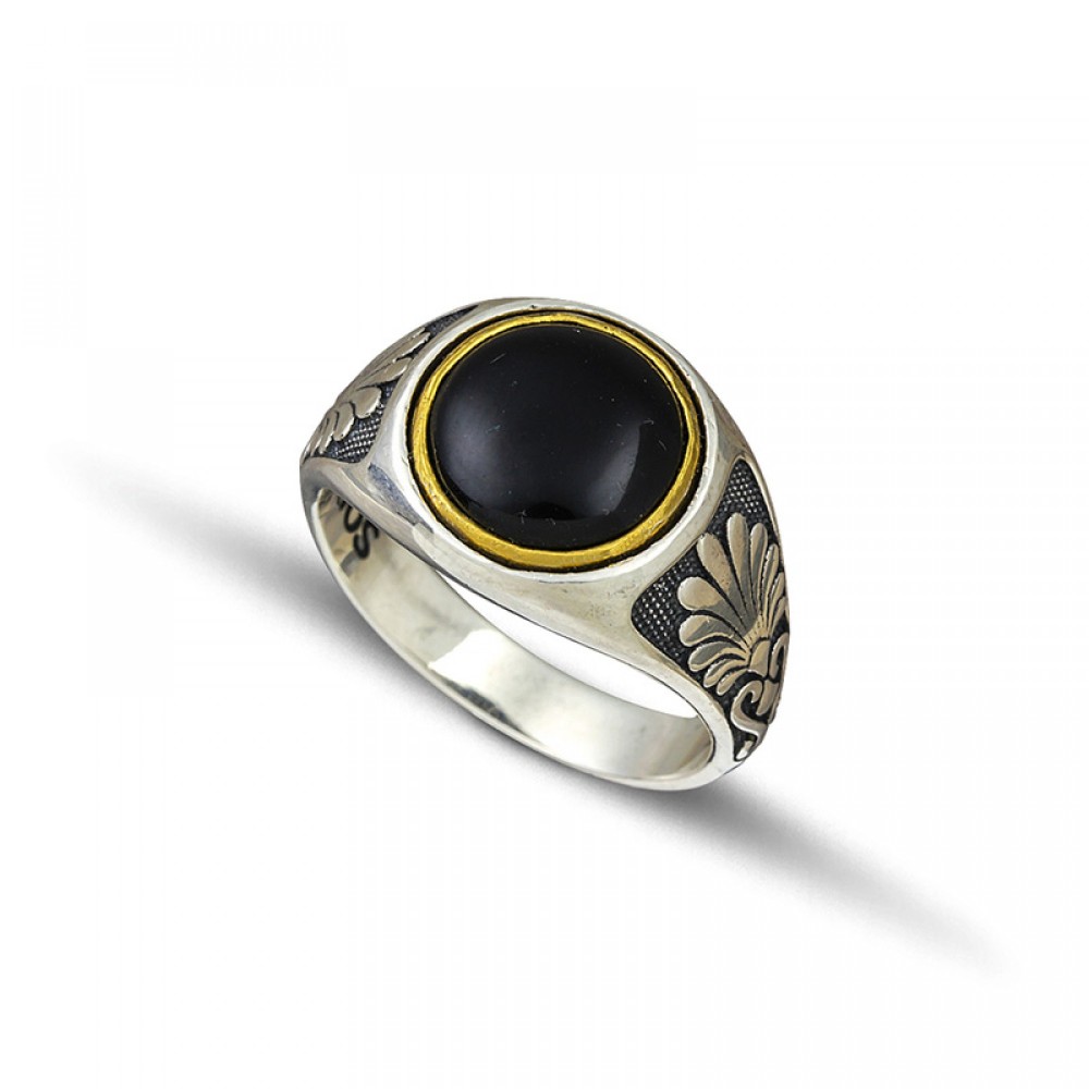 Ασημένιο Δαχτυλίδι με Λίθο Black Onyx