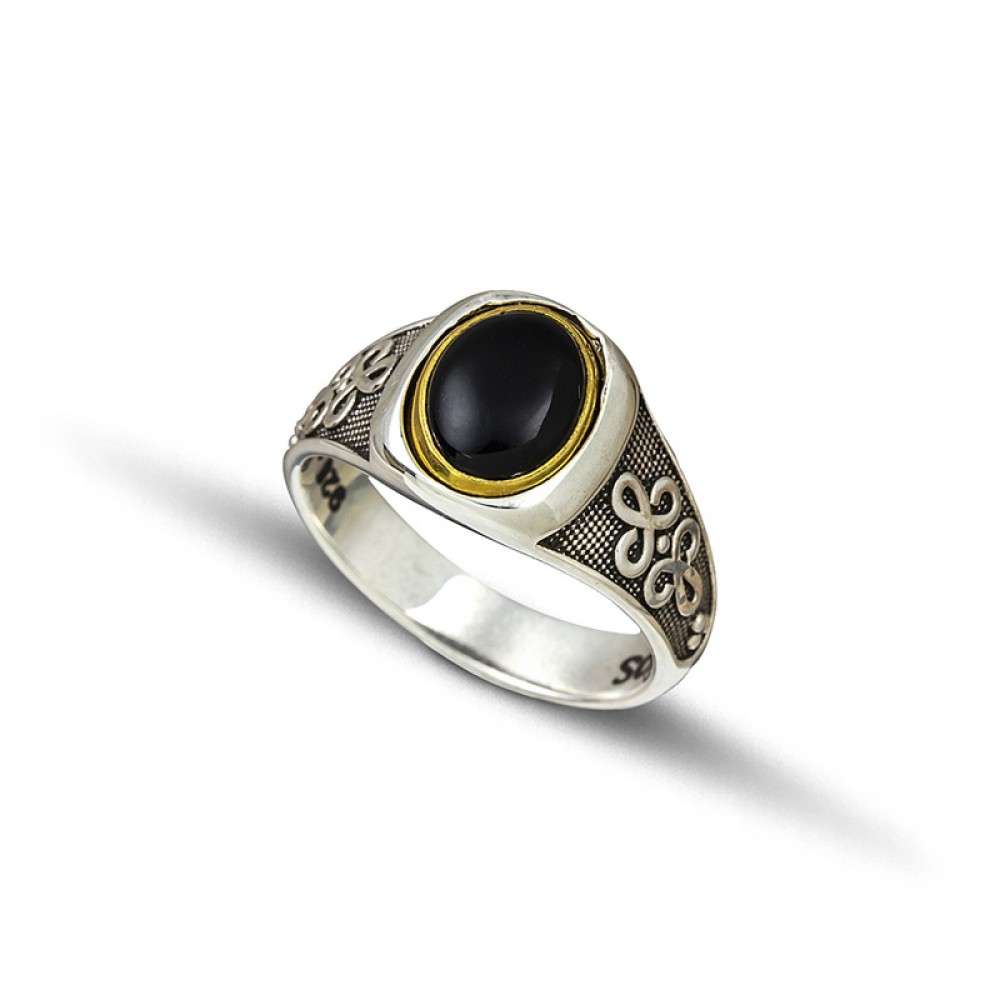 Ασημένιο Δαχτυλίδι με Λίθο Black Onyx