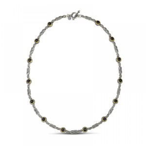 Ασημένιο Κολιέ με Λίθους Black Onyx