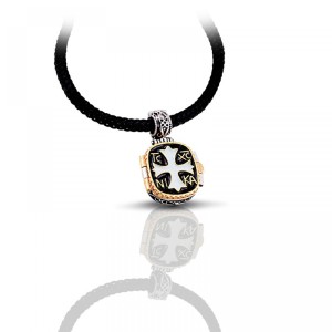 Ασημένιο Εμαγιέ Μενταγιόν με Εγχάρακτο Άγιο Σπυρίδωνα