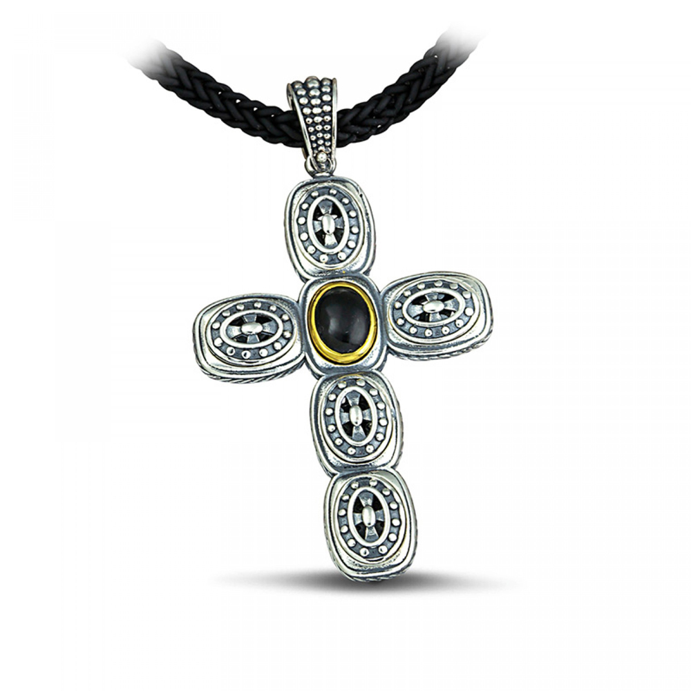 Ασημένιος Σταυρός με Κεντρικό Λίθο Onyx