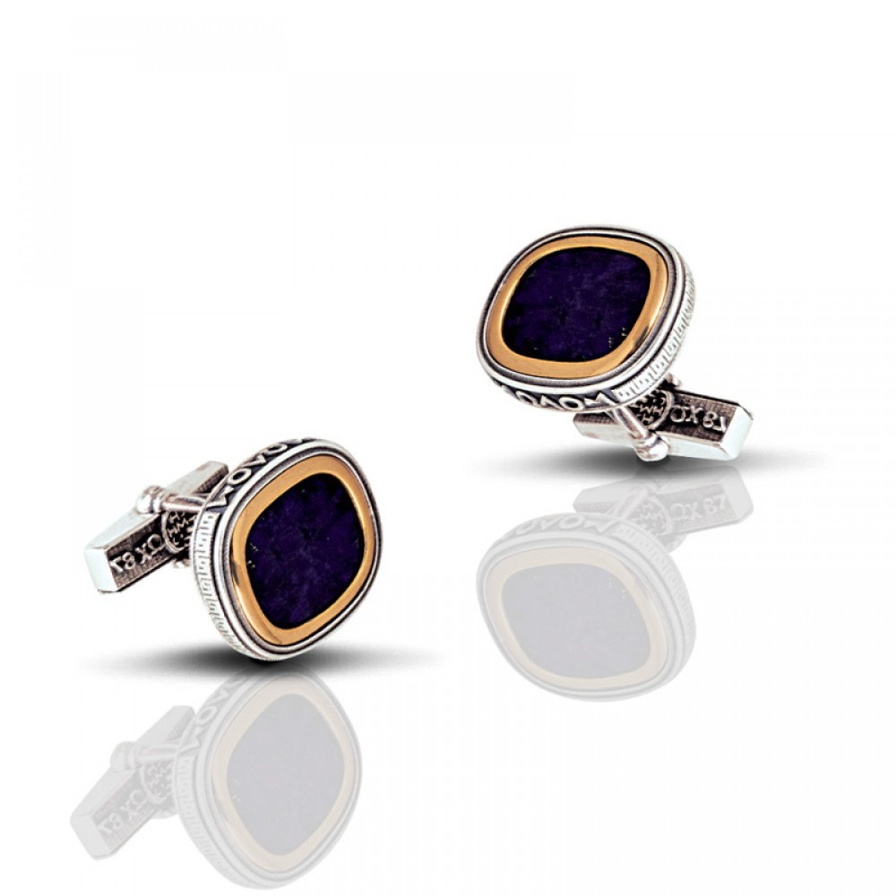 Ασημένια Μανικετόκουμπα με Λάπις Λαζούλι