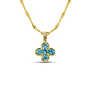 Εκλεπτυσμένο Μενταγιόν 585 Χρυσό με Blue Topaz από τον Dimitrios Exclusive