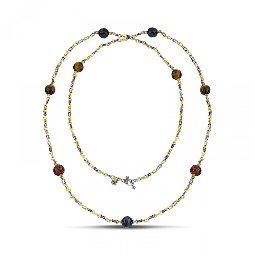 Ασημένιο Κολιέ με Φυσικές Ορυκτές Πέτρες από τον Dimitrios Exclusive