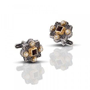 Μανικετόκουμπα με ημιπολύτιμες και swarovski πέτρες