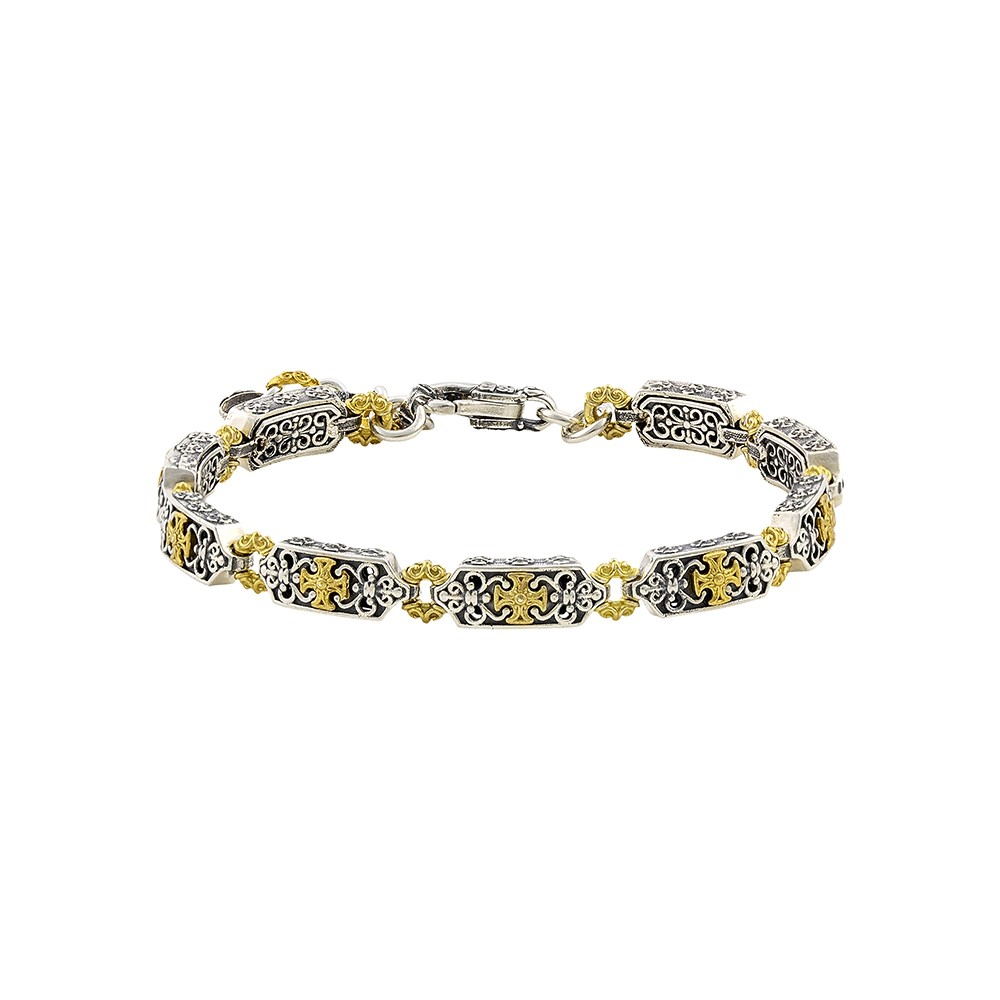 Ασημένιο Βραχιόλι με Επίχρυσους Σταυρούς Μάλτας από τον Dimitrios Exclusive