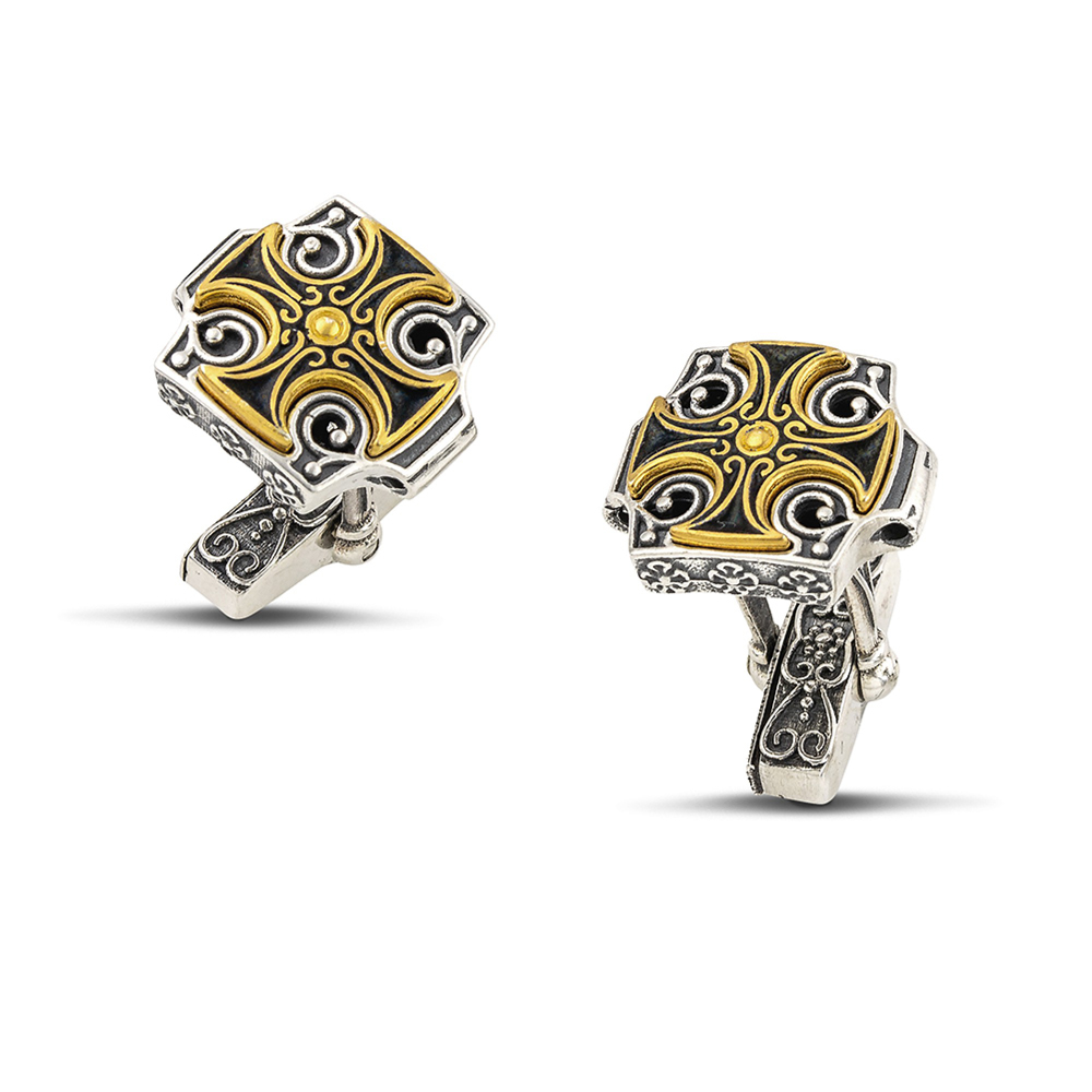 Ασημένιες Μανικετόκουμπες με Περίτεχνο Σταυρό Maltese από τον Dimitrios Exclusive