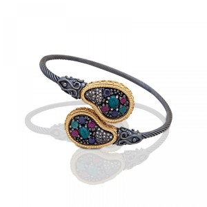 Ασημένιο Βραχιόλι με Ημιπολύτιμους Λίθους από τον Dimitrios Exclusive