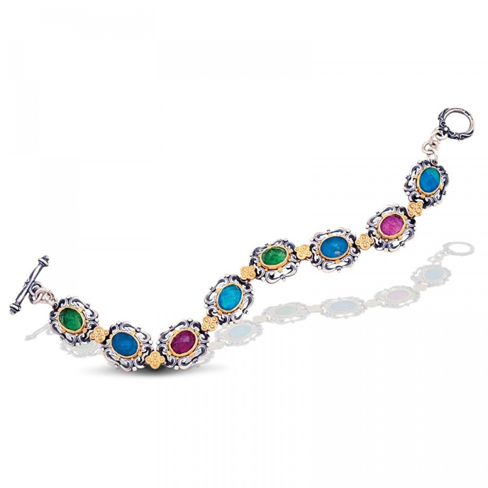 Ασημένιο Βραχιόλι με Ημιπολύτιμες Πέτρες από τον Dimitrios Exclusive