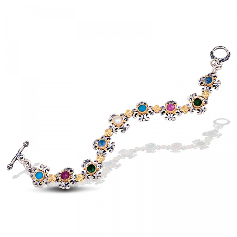 Ασημένιο Βραχιόλι με Ημιπολύτιμες Πέτρες από τον Dimitrios Exclusive