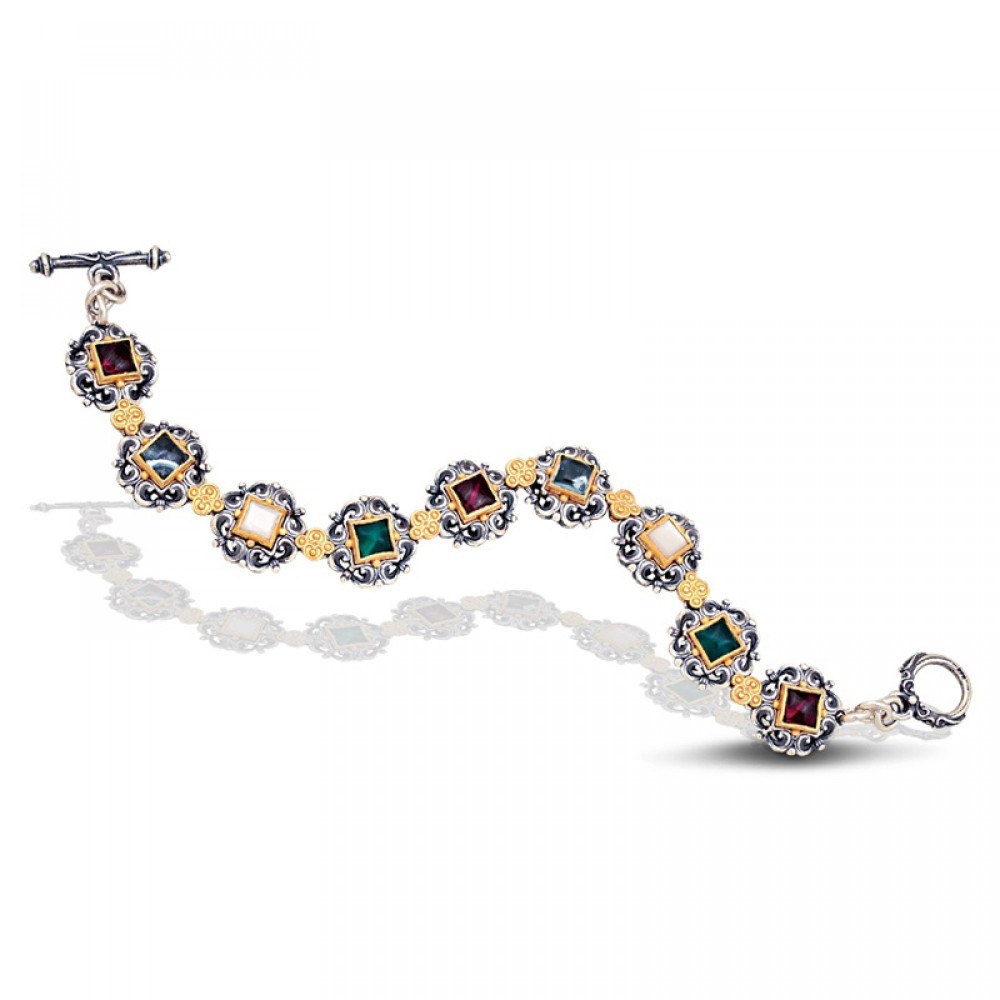 Ασημένιο Βραχιόλι με Ημιπολύτιμες Πέτρες από τον Dimitrios Exclusive