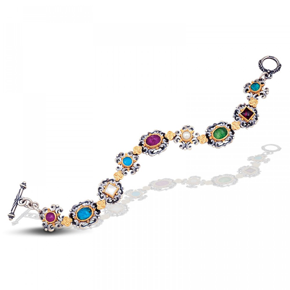Ασημένιο Βραχιόλι με Ημιπολύτιμες Πέτρες από τον Dimitrios Exclusive