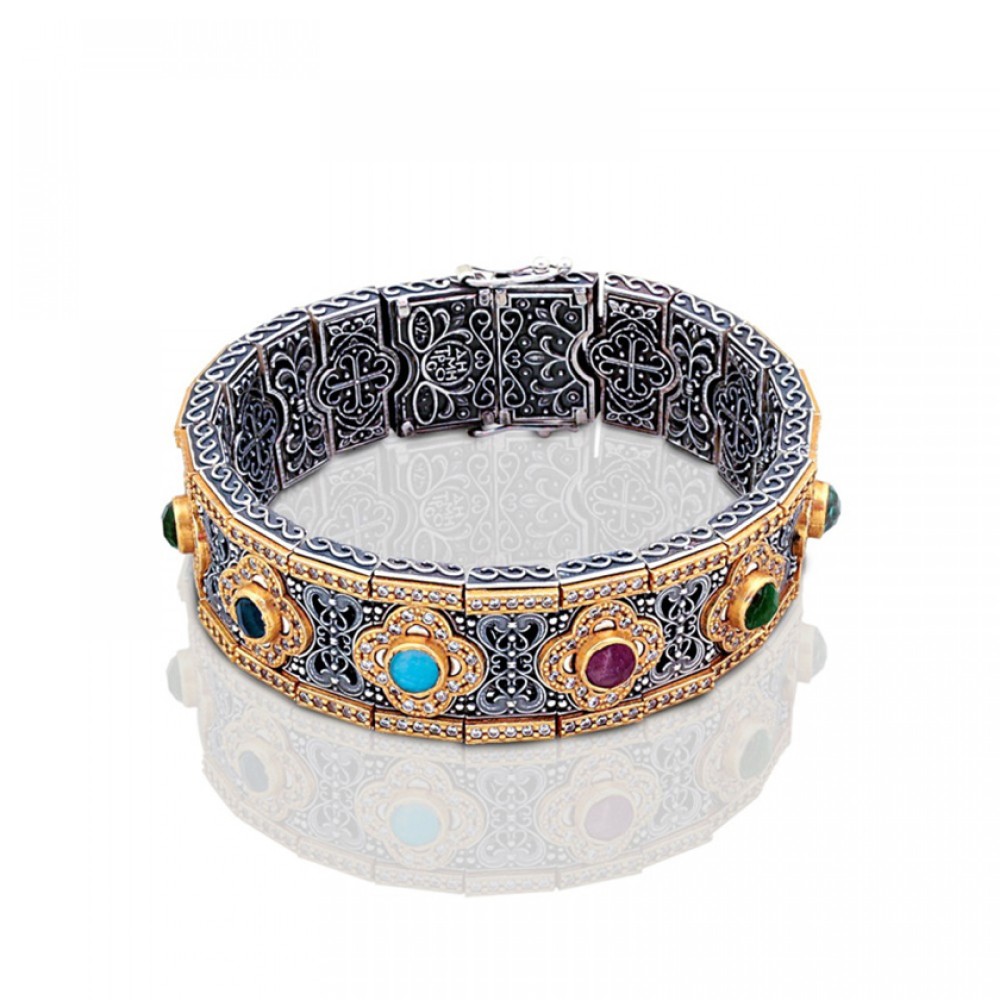 Ασημένιο Βραχιόλι με Ημιπολύτιμους Λίθους από τον Dimitrios Exclusive