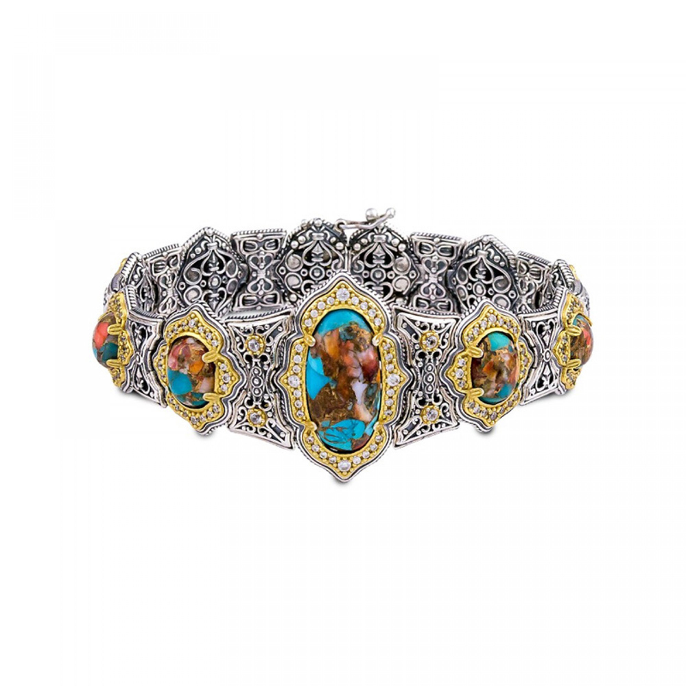 Ασημένιο Βραχιόλι με Ημιπολύτιμους Λίθους από τον Dimitrios Exclusive