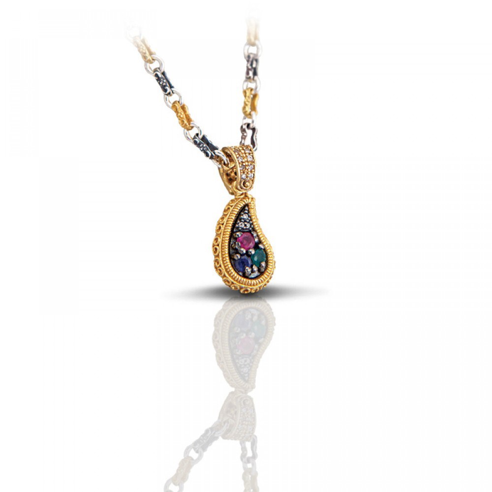 Ασημένιο Μενταγιόν με Ημιπολύτιμους Λίθους από τον Dimitrios Exclusive