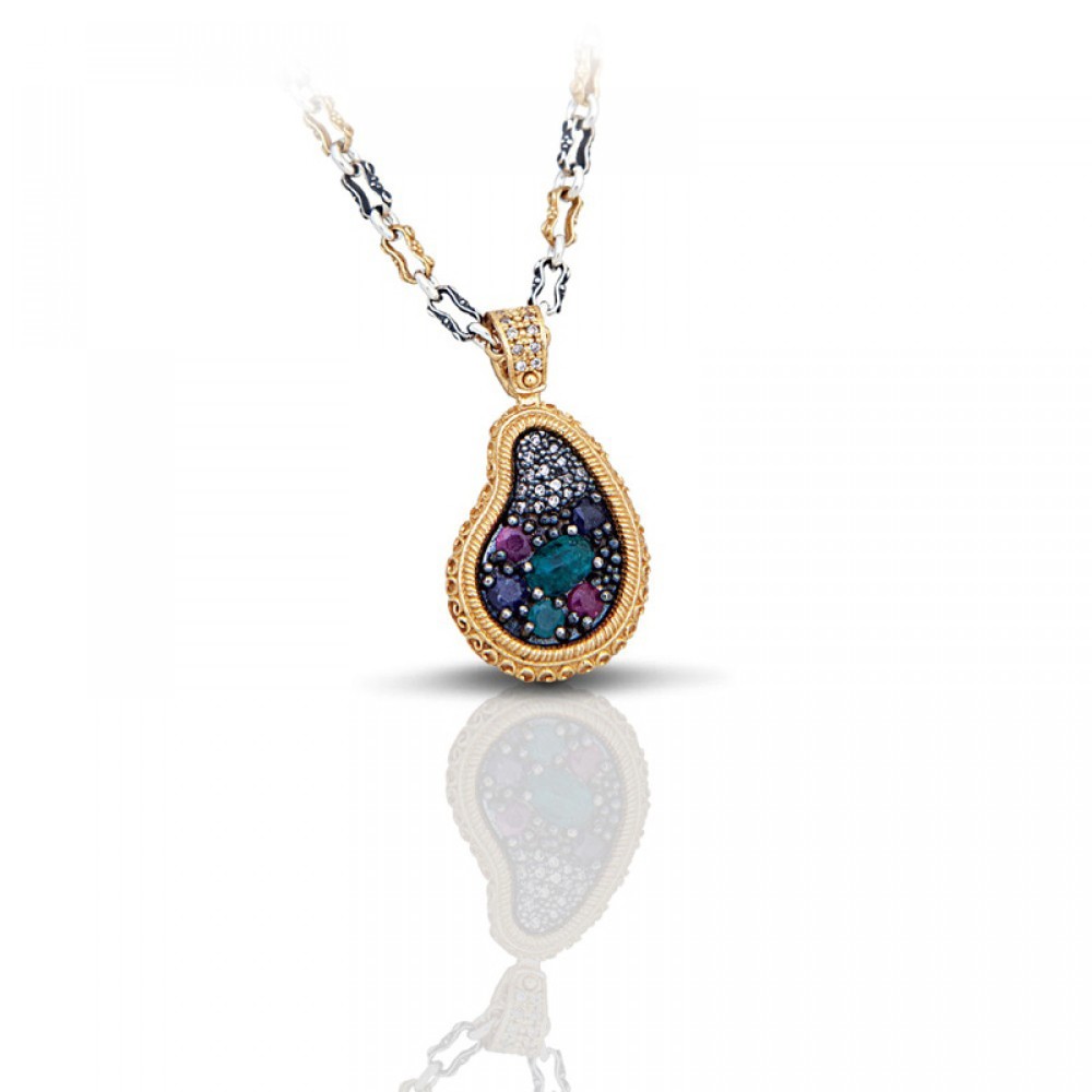 Ασημένιο Μενταγιόν με Ημιπολύτιμους Λίθους από τον Dimitrios Exclusive