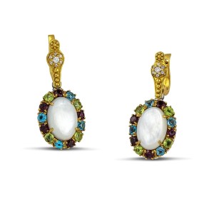 Ασημένια Σκουλαρίκια με Ημιπολύτιμους Λίθους από τον Dimitrios Exclusive