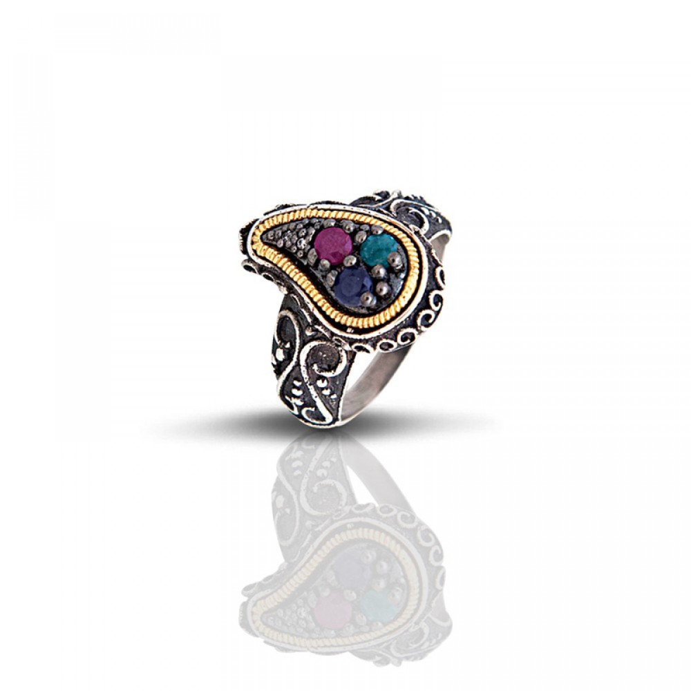 Ασημένιο Δαχτυλίδι με Πολύτιμους Λίθους από τον Dimitrios Exclusive