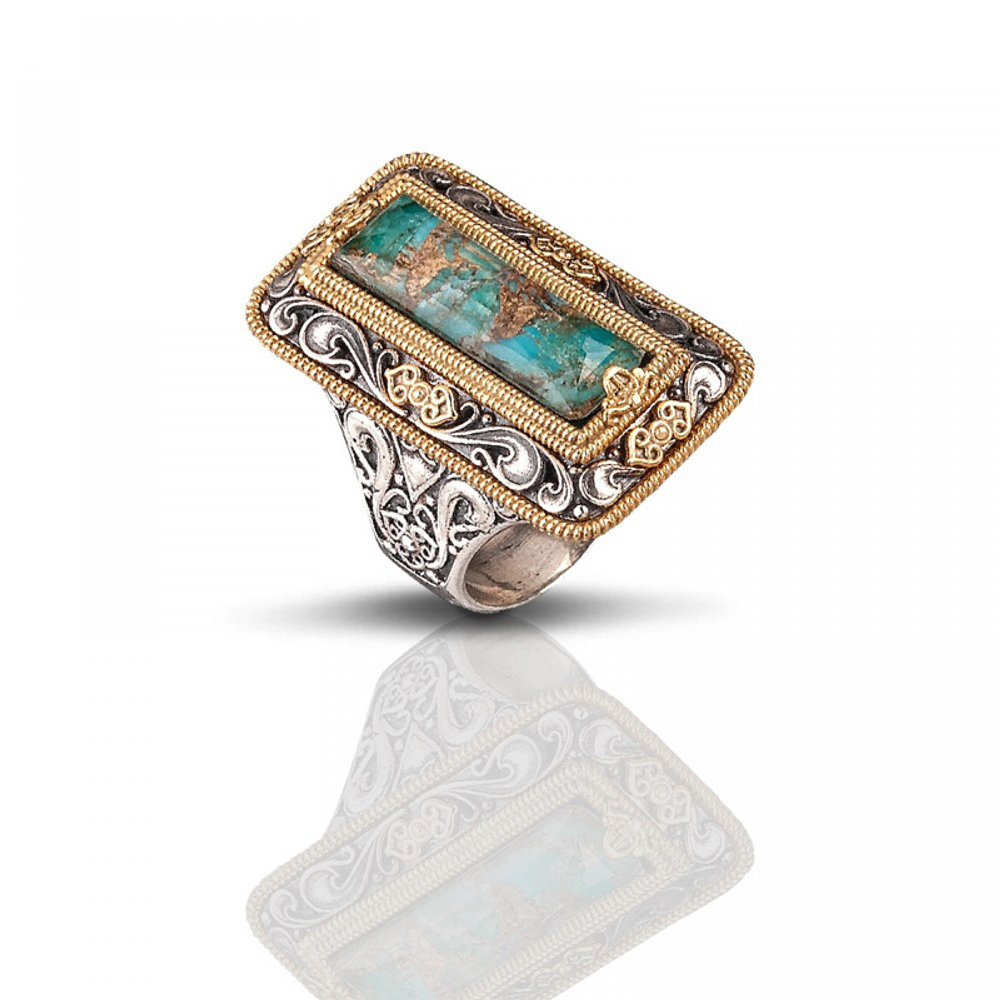 Ορθογώνιο Δαχτυλίδι με Τυρκουάζ από τον Dimitrios Exclusive