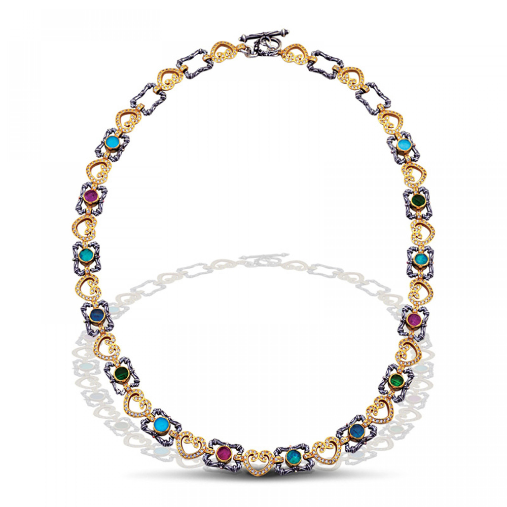 Ασημένιο Κολιέ με Ημιπολύτιμες Πέτρες από τον Dimitrios Exclusive
