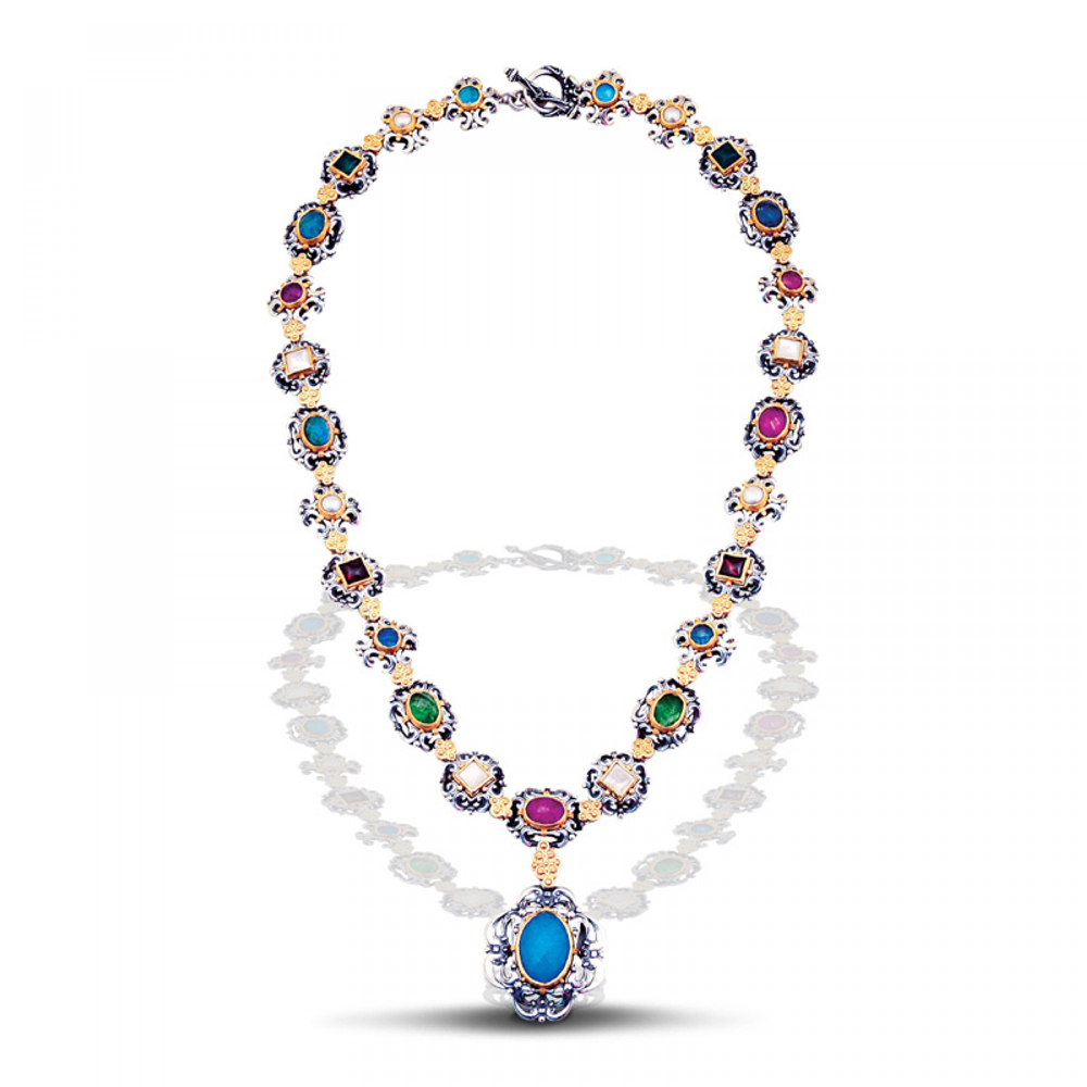 Ασημένιο Κολιέ με Ημιπολύτιμες Πέτρες από τον Dimitrios Exclusive