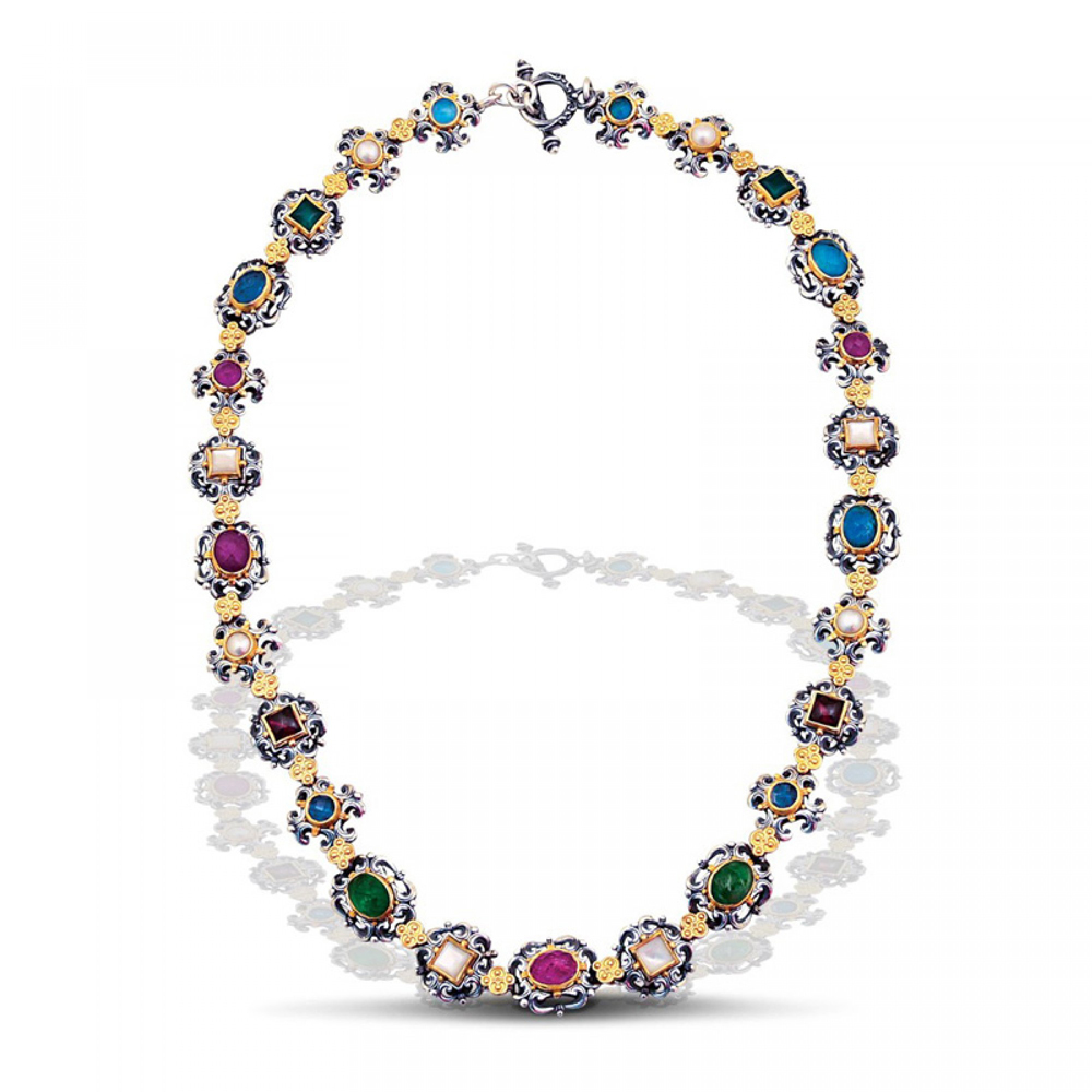 Ασημένιο Κολιέ με Ημιπολύτιμες Πέτρες από τον Dimitrios Exclusive