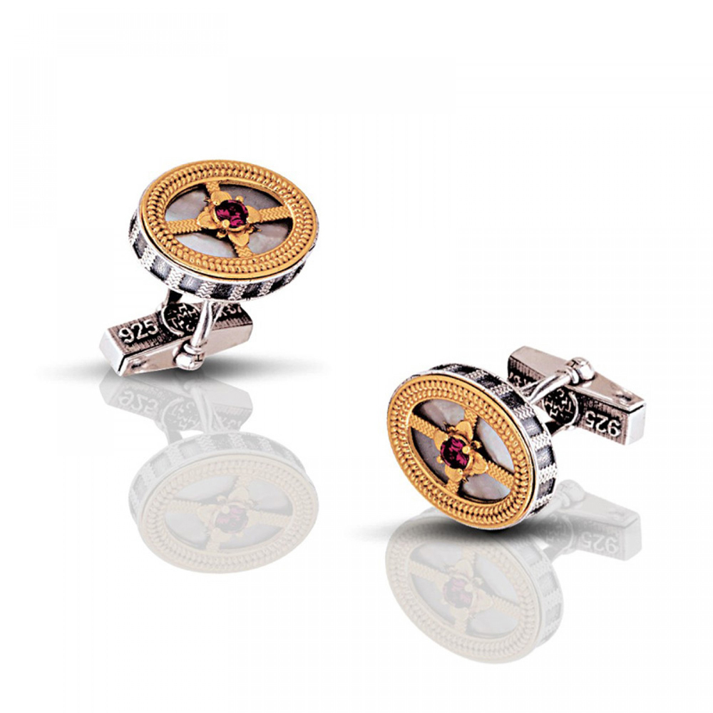 Ασημένια Μανικετόκουμπα με Ημιπολύτιμους Λίθους από τον Dimitrios Exclusive