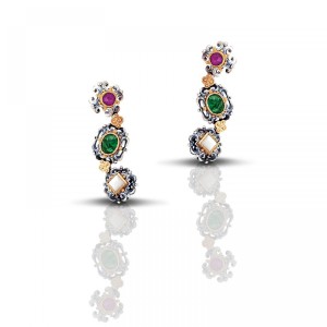 Ασημένια Σκουλαρίκια με Ημιπολύτιμες Πέτρες από τον Dimitrios Exclusive