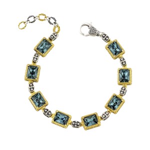 Βραχιόλι με Συνδέσμους και Ορθογώνια Swarovski Κρυστάλλους και Μικρούς Ασημένιους Συνδέσμους