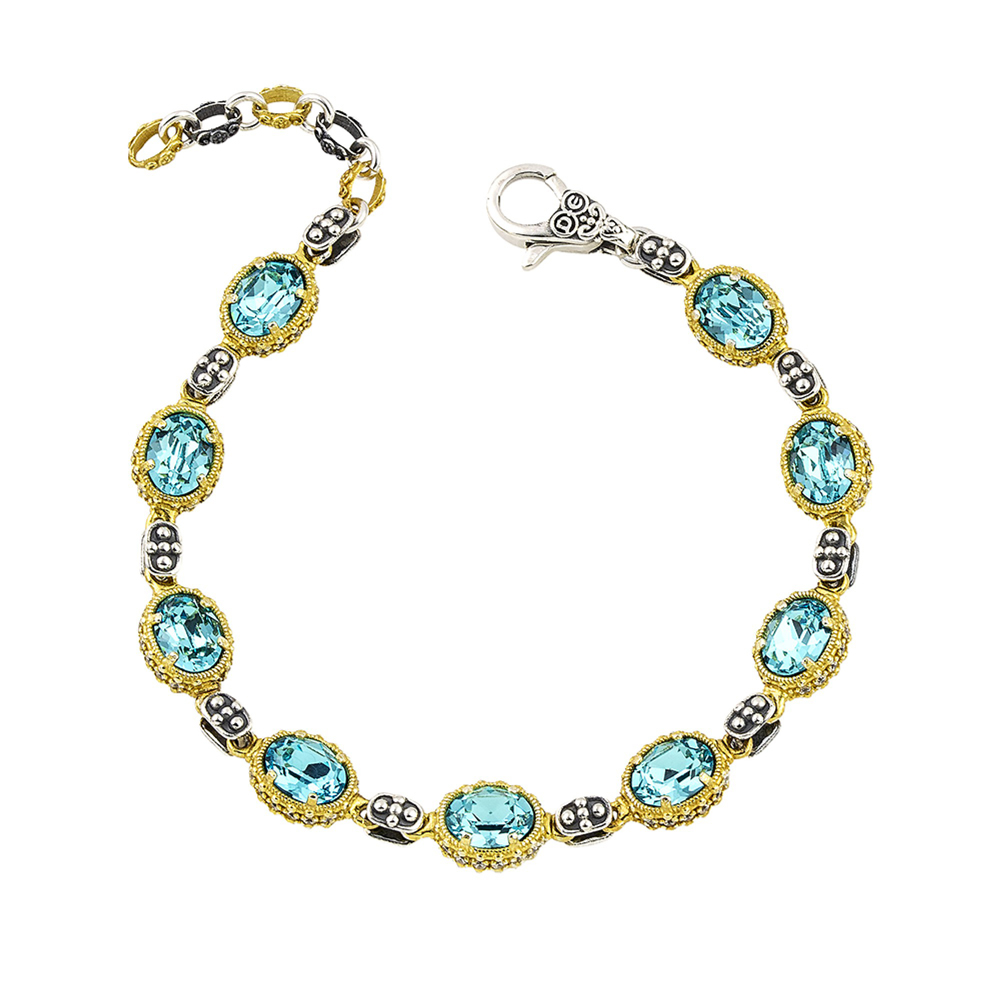 Κομψό Βραχιόλι με Συνδέσμους και Οβάλ Κρύσταλλα Swarovski και Ζιργκόν από τον Dimitrios Exclusive