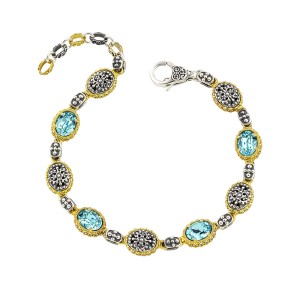 Βραχιόλι δύο Όψεων με Οβάλ Κρύσταλλα Swarovski και Σκαλιστά Ασημένια Στοιχεία