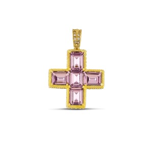 Σταυρός με Ορθογώνια Κρύσταλλα Swarovski και Ζιρκόν Dimitrios Exclusive