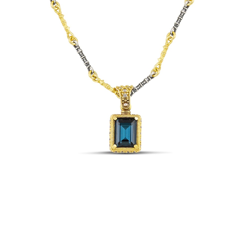 Ορθογώνιο Μεταγιόν με Κρύσταλλα Swarovski και Ζιργκόν από Ασήμι 925 του Dimitrios Exclusive