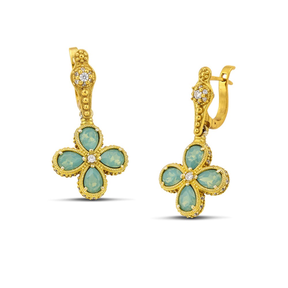 Κρεμαστά Σκουλαρίκια με Πέτρες Swarovski σε Σχήμα Αχλαδιού και Ζιργκόν από τον Dimitrios Exclusive