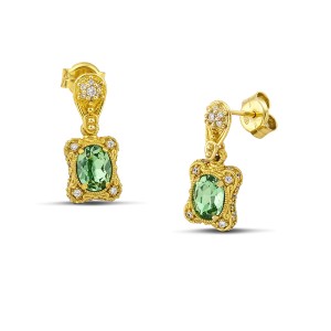 Εντυπωσιακά Κρεμαστά Σκουλαρίκια με Oval Swarovski Κρύσταλλα και Ζιργκόν από τον Dimitrios Exclusive