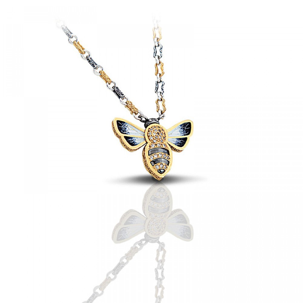 Ασημένιο Μενταγιόν Μέλισσα με Ζιργκόν από τον Dimitrios Exclusive